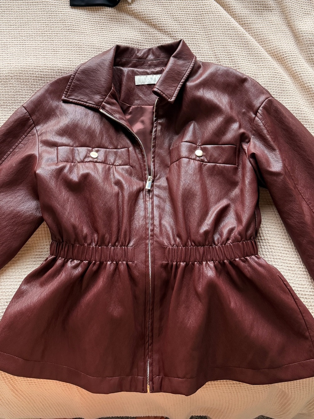 Women's Maroon cinched Zip Jacket